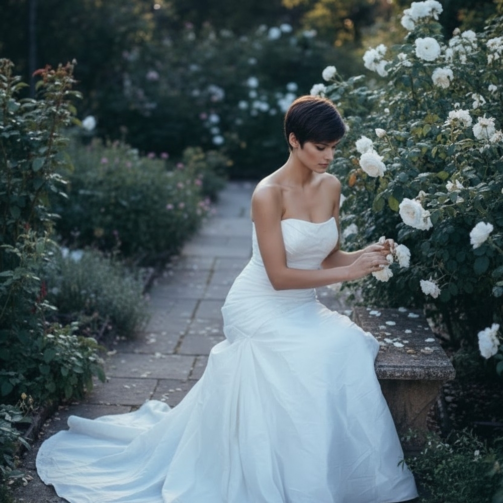 Elegant White Strapless Wedding Dress